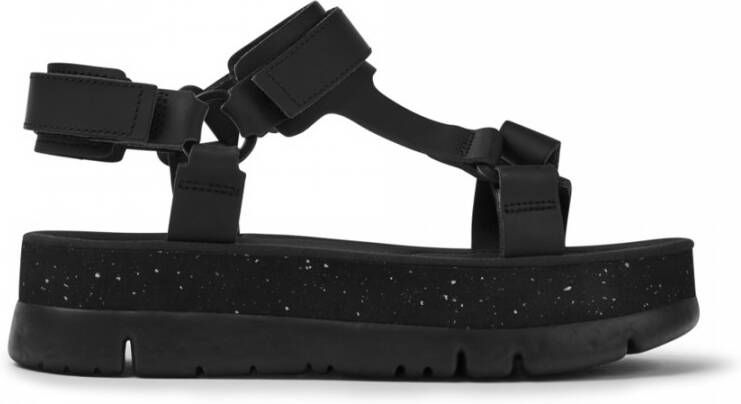 Camper Stijlvolle platte sandalen in zwart en oranje Black Dames