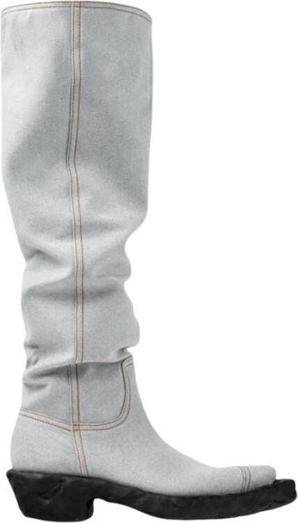 Camper Burgundy Leren Cow -Geïnspireerde Laarzen Gray Unisex