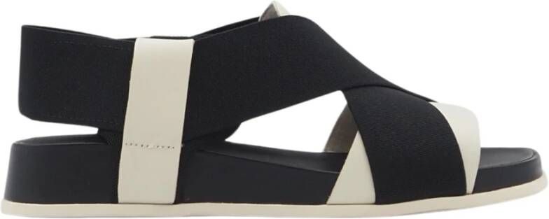 Camper Witte en zwarte sandalen met kruisband