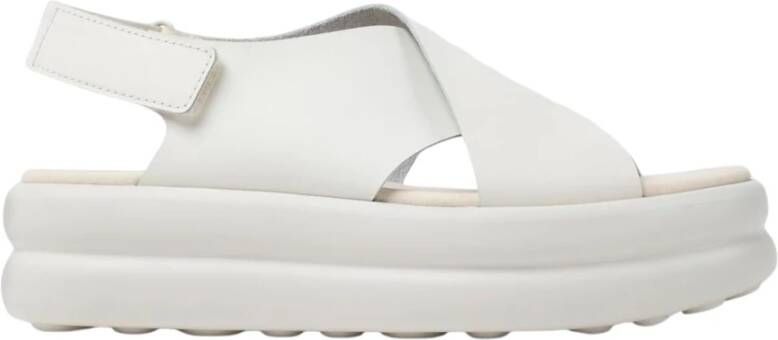 Camper Witte Leren Platte Sandalen