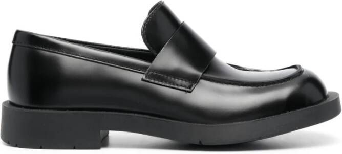 Camper Zwarte leren instap platte schoenen