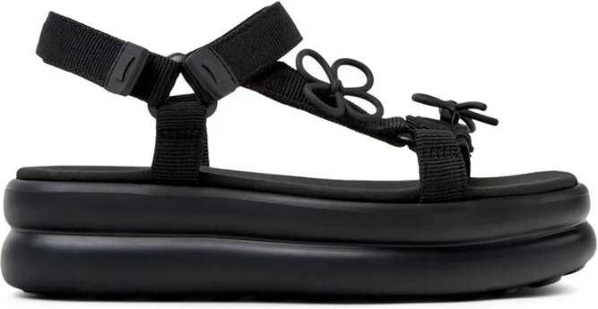 Camper Zwarte Open Teen Platte Schoenen