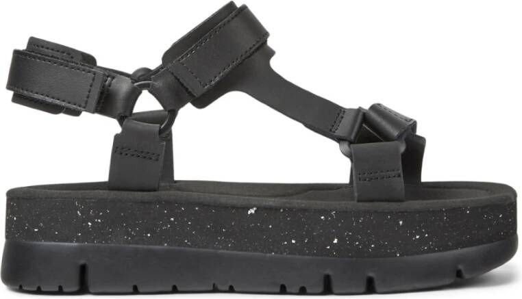 Camper Zwarte platte sandalen voor vrouwen Black Dames