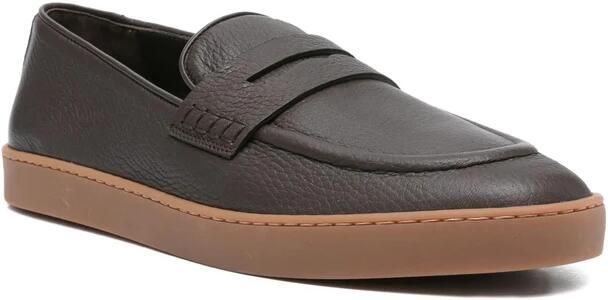 Canali Bruin Leren Penny Strap Instap Schoenen