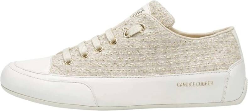 Candice Cooper Buffed leather and fabric sneakers Rock Fabric Beige Dames