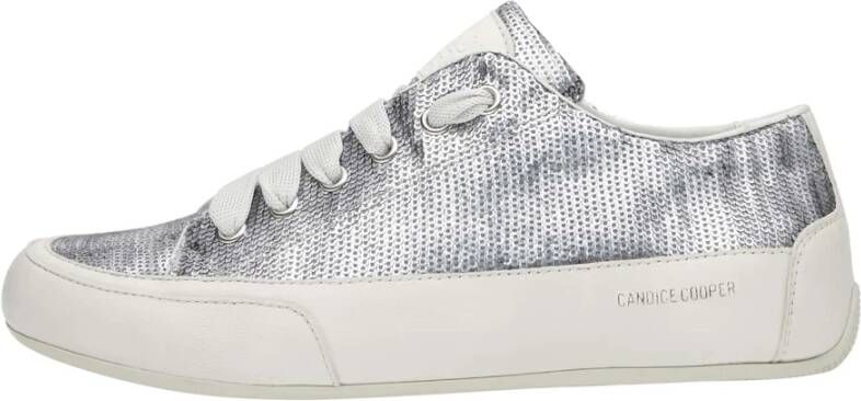 Candice Cooper Buffed leather sneakers and sequins Rock Chic Paillettes Gray Dames