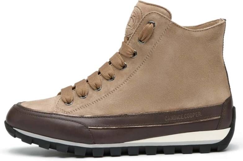 Candice Cooper Leather and velour ankle sneakers Janis Strip Plus Chic Gray Dames