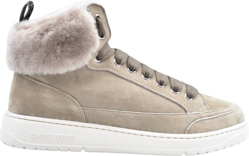 Candice Cooper Platte schoenen met middelhoge bont in zacht nubuck Beige Dames