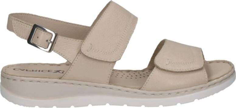 Caprice Beige Casual Open Platte Sandalen Beige Dames