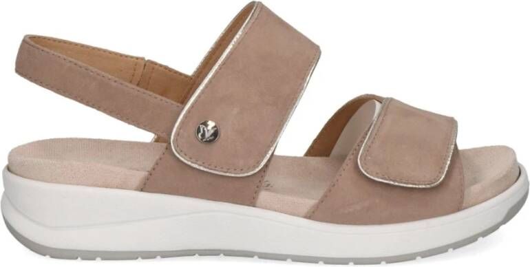 Caprice Beige Casual Platte Sandalen Vrouwen