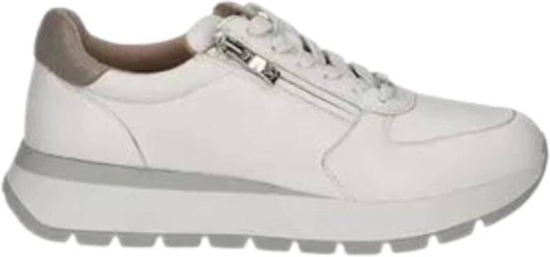 Caprice Witte platte schoenen met veters rits White Dames