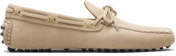 Car Shoe Beige Suède Boogdetail Schoen