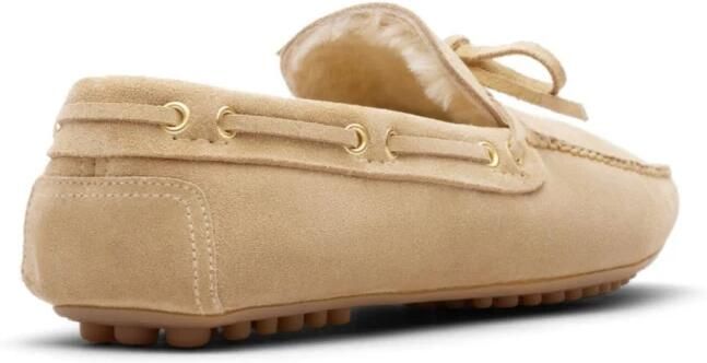 Car Shoe Beige Suède Platte Schoenen met Strik