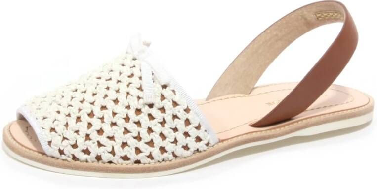 Car Shoe Witte raffia sandaal schoen model Kdx79L