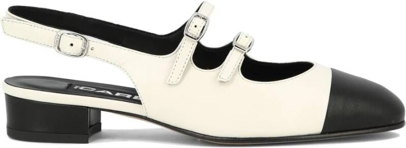 Carel Zwarte Dubbele Band Slingback Puntige Neus Beige Dames