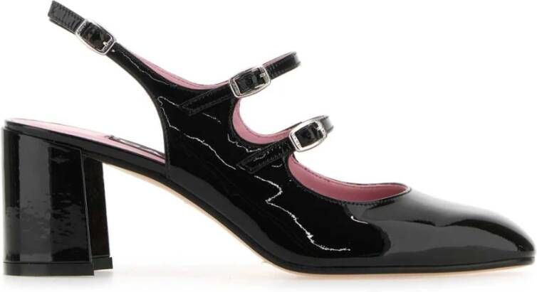 Carel Leren Patent Amandel Teen Pumps met Bandjes Black Dames