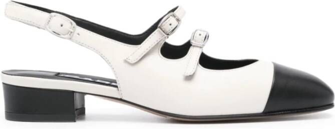 Carel Zwarte Dubbele Band Slingback Puntige Neus Beige Dames