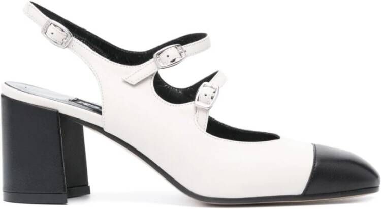 Carel Beige leren slingback hakken met gespen