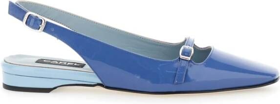 Carel Blauwe Slingback Balletschoenen van Leer