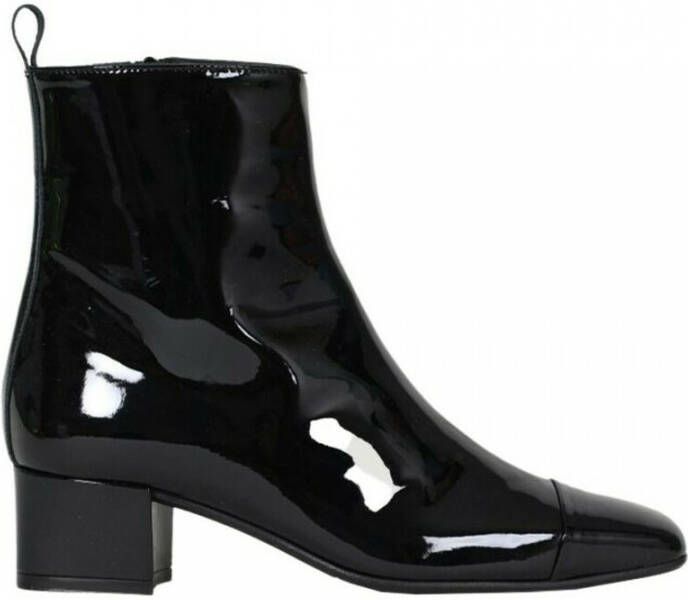 Carel Zwarte leren enkellaars met glanzende afwerking Black Dames