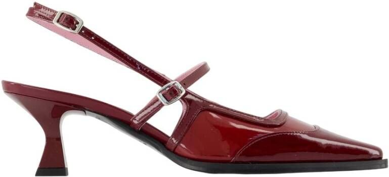 Carel Bordeaux Leren Sandalen Vernis Details