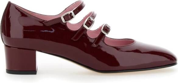 Carel Burgundy Patent Hak Schoenen Red Dames