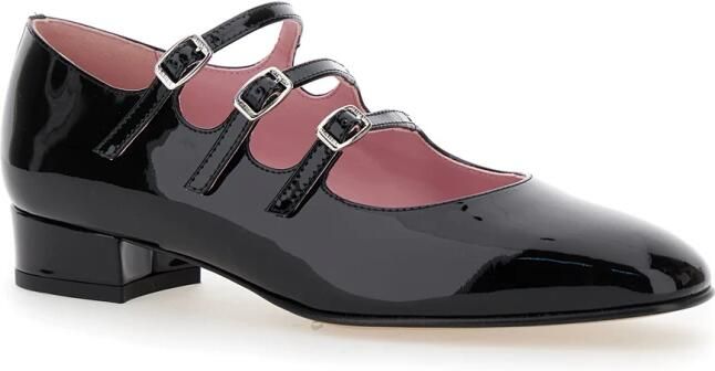 Carel Zwarte Leren Gesp Pumps met Vierkante Hak Black Dames - Foto 2