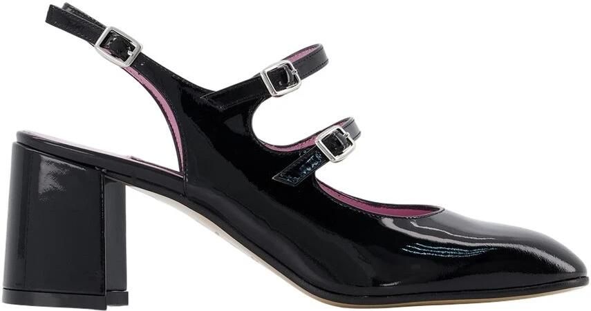 Carel Leren Patent Amandel Teen Pumps met Bandjes Black Dames