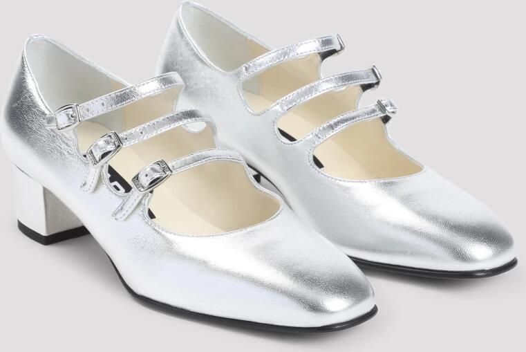 Carel Metallic Leren Pumps Puntige Neus Enkelbandje Gray Dames - Foto 2