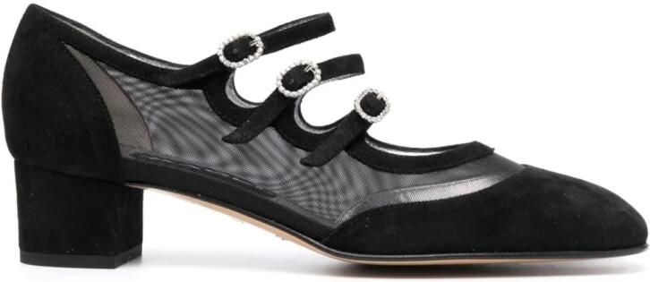 Carel Mary Jane pumps van meshstof en suède