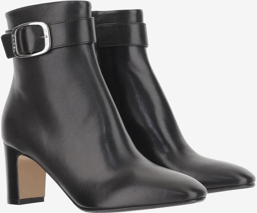Carel Zwarte leren enkellaarzen met gesp