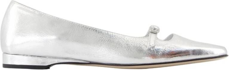 Carel Glitter Leren Ballerina's in Zilver