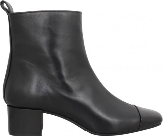 Carel Zwarte leren enkellaars met glanzende afwerking Black Dames