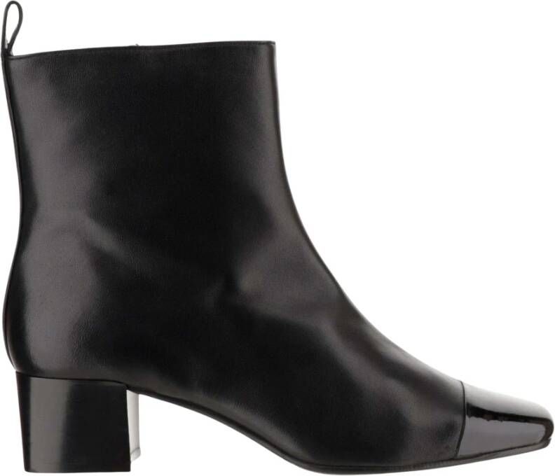 Carel Zwarte leren enkellaars met glanzende afwerking Black Dames