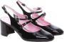 Carel Leren Patent Amandel Teen Pumps met Bandjes Black Dames - Thumbnail 8