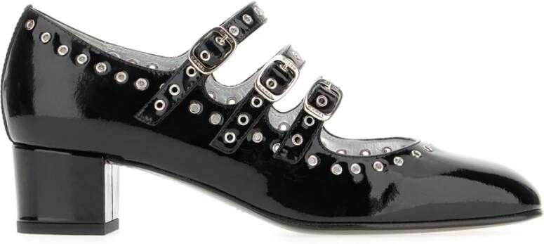 Carel Paris Hoge hakken Shiny Leather Slingback With Studs in zwart