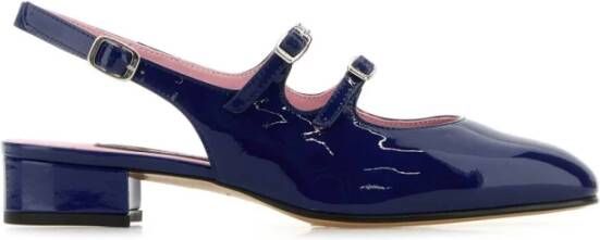Carel Navy Blue Leather Peche Pumps