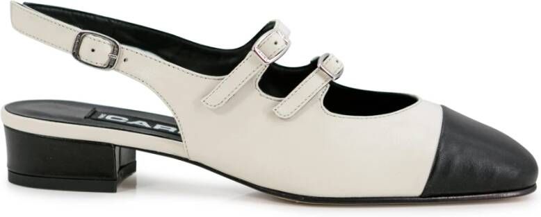 Carel Zwarte Dubbele Band Slingback Puntige Neus Beige Dames