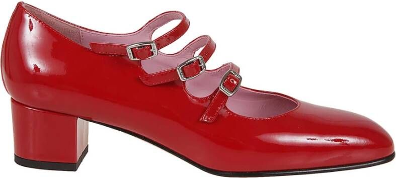 Carel Paris Hoge hakken Shiny Leather Slingback With Strap Closure in rood