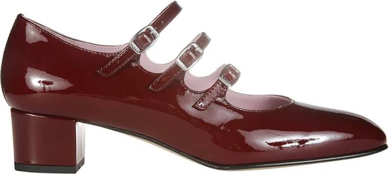 Carel Bordeaux Rode Patent Leren Mary-Janes met Iconische Bandjes Rood Dames