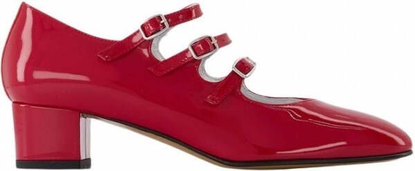 Carel Paris Hoge hakken Shiny Leather Slingback With Strap Closure in rood