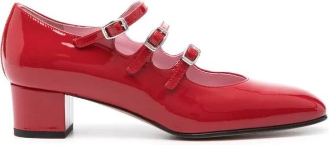 Carel Rode Kalfsleren Almond Toe Gespschoenen Red Dames