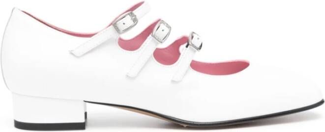 Carel Witte Mary-Jane Ballerina Platte Schoenen White Dames