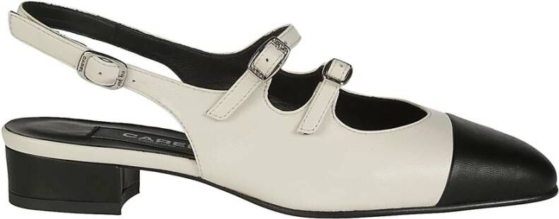 Carel Zwarte Dubbele Band Slingback Puntige Neus Beige Dames