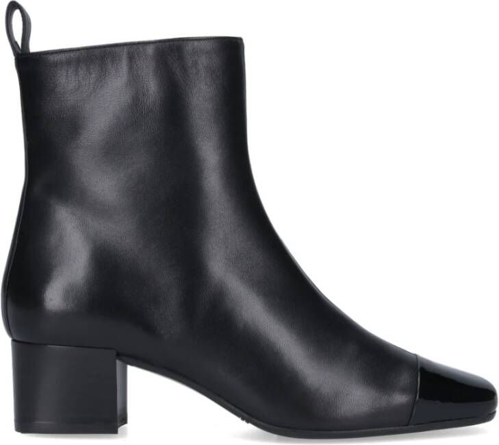 Carel Zwarte leren enkellaars met glanzende afwerking Black Dames