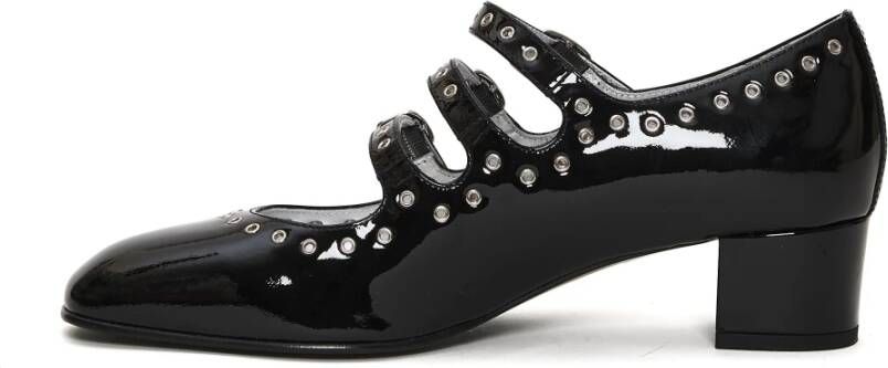 Carel Zwarte lakleren pump met bandjes
