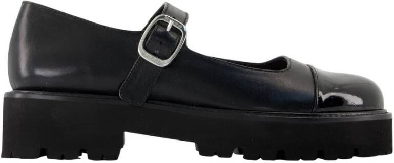 Carel Zwarte Leren Enkelband Sandalen