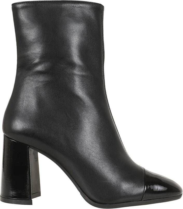 Carel Zwarte Patent Leren Enkellaarzen Black Dames