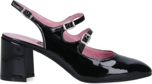Carel Leren Patent Amandel Teen Pumps met Bandjes Black Dames