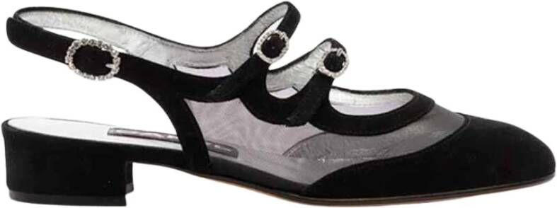 Carel Zwarte suède sandalen met strass gespen